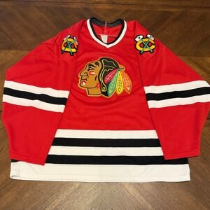 Vintage CCM Chicago Blackhawks Jersey XL Red Maska Air-Knit NHL Hockey Mens